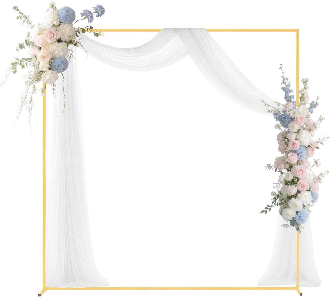 VEVOR Arch Backdrop Stand, 6.6 x 6.6 ft, Stable Structure, Easy Assembly, Square Gold Metal Arch Backdrop Stand for Wedding, Birthday Party, Graduation, Holiday Celebration, and Ceremony Decoration