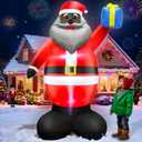 TURNMEON 8 Ft Christmas Inflatables Outdoor Decorations Black Santa Claus, African American Santa Holds Gift Box Built in LED Lights Christmas Blow up Yard Decorations Xmas Holiday Lawn Garden Home