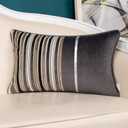 Yangest Grey Striped Patchwork Throw Pillow Cover Gold Leather Cushion Cover Zippered Rectangular Pillowcase for Sofa Couch Bedroom Living Room Home Decoration, 12x20 Inch (20" x 12" (Pack of 1), Grey Patchwork)
