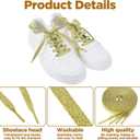 2 x 4 Pairs Glitter Gold Shoe Laces, Bling Sequin Shoelaces 8mm Wide 47 Inch Metallic Gold Shoelace Flat Shoe Strings for Sneakers Boots Sports