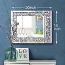Rectangle Sparkling Decorative Wall Mirror for Home Decoration with Silver Crystal Crush Diamond Dcor, Dimention16x20x1 inch, Wall Hang Frameless Mirrors Glass Diamond Dcor. (16"L x 20"W)