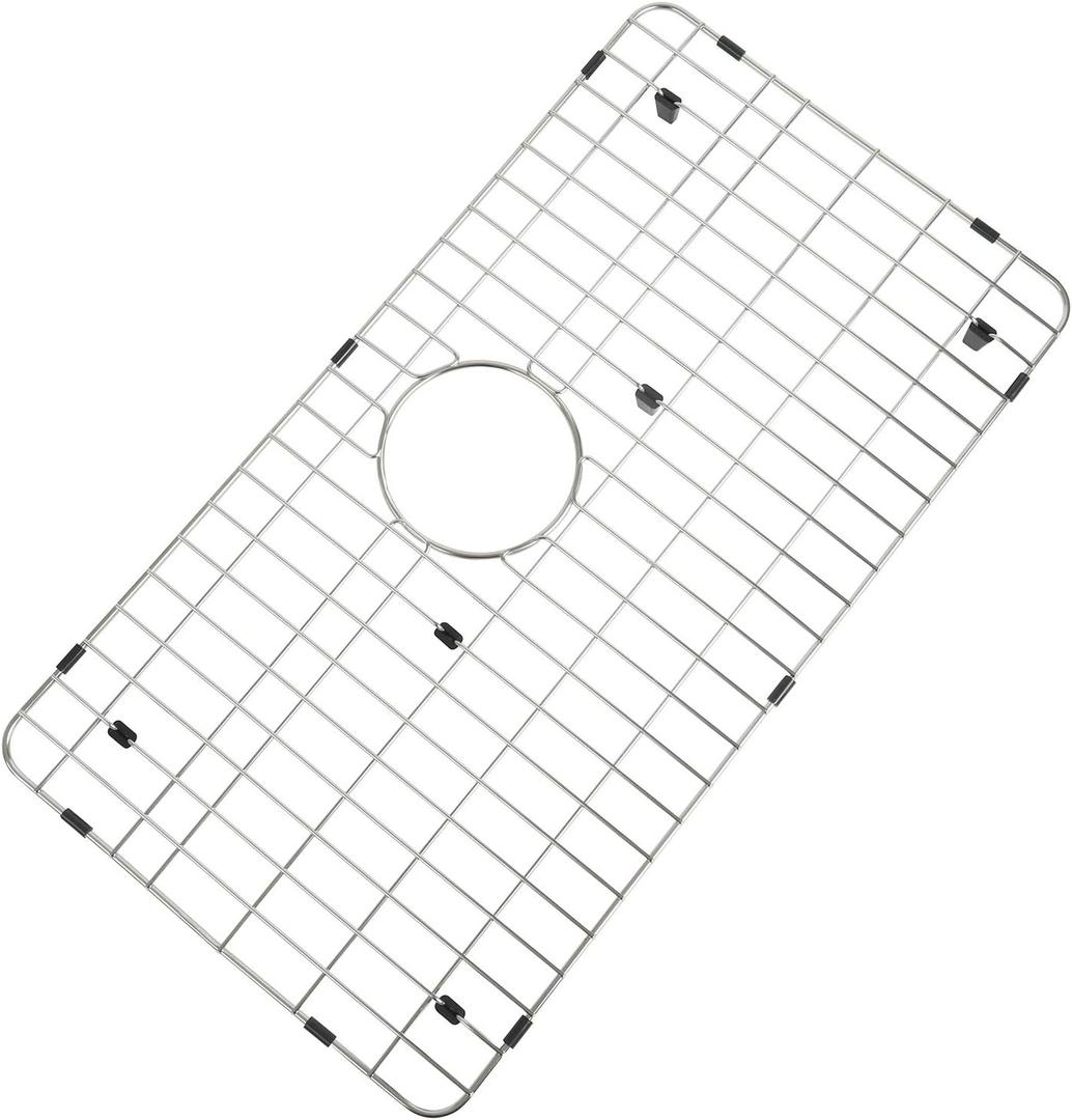 Kitchen Sink Grid and Sink Protectors, Stainless Steel Sink Grids for Bottom of Kitchen Sinks, 26" x 14" with Rear Drain for Single Bowl Sinks (26" X 14 1/16")