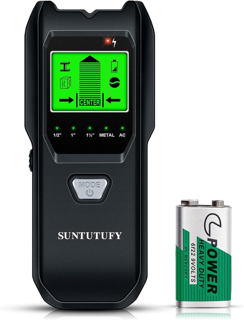 Stud Finder Wall Scanner - 5 in 1 Electronic Stud Detector with Upgraded Smart Sensor, Audio Alarm and HD LCD Display for the Center and Edge of Wood, AC Wire, Metal and Studs Detection(Frosted Black)