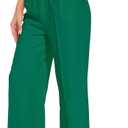 FUNYYZO Wide Leg Pants Women's High Elastic Waisted in The Back Business Work Trousers Long Straight Suit Pants (Green, L)