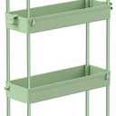 SPACEKEEPER Slim Rolling Storage Cart 4 Tier Bathroom Organizer Utility Cart Mobile Shelving Unit Tower Rack for Kitchen, Laundry Room, Bathroom, Narrow Places, Green