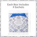 Elodie Essentials 6 Scented Drawer Liners for Closet Shelves - 4 Liners Sachets - for Lingerie Drawers, Cabinets, Closets, Dresser, 4 Wrapped Packets - Royal Damask Print - Fresh Linen