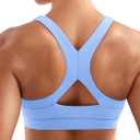 YEOREO Sports Bras for Women Medium Support Racerback Padded Running Bra Tracii Square Neck Wireless Workout Gym Crop Top (Large, Ice Blue)