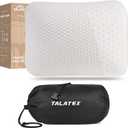 Talatex 100% Natural Premium Talalay Latex Travel Pillow, Camping Pillow, Small Camping Pillow with Compressible Stuff Sack, No Memory Foam Chemicals with Washable Cover