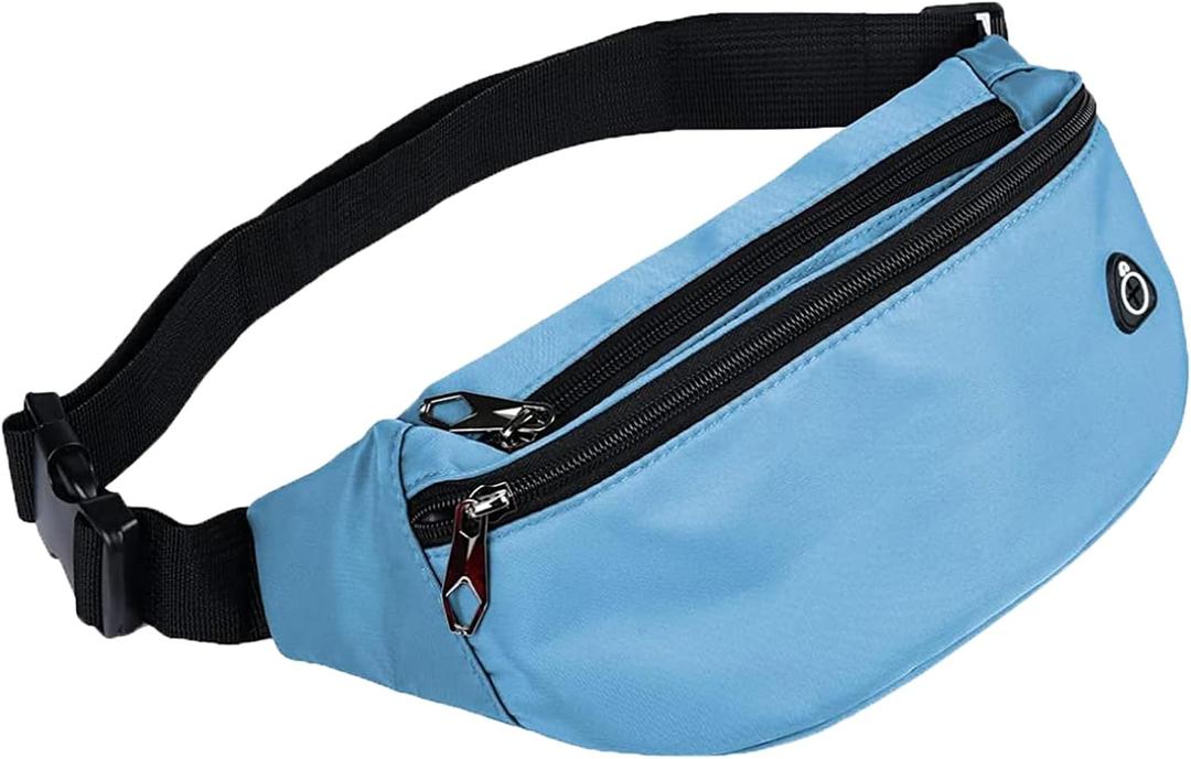 Fanny Packs for Men and Women, Waterproof Sports Waist Pack Bag for Travel Hiking Running Hands-free (1pack-Sky Blue)