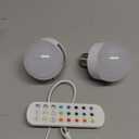 Rechargeable Battery Operated Light Bulb with Remote Control 2 Packs, 350LM Dimmable Detachable LED Bulb with 15 Colors Selectable & 3 Timer, Wireless Puck Light Bulb for Wall Sconce, Non-Hardwired