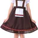 Girls Bavarian Oktoberfest Costume German Dirndl Dresses Outfit Fraulein Oktoberfest Costumes Kids (6-8Y, Brown)