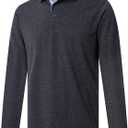 VEBOON Men's Polo Shirts Long and Short Sleeve Cotton Blend Heather Moisture Wicking Casual Collared Shirts (L)