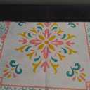 Turquoise Pink Chinoiserie Floral Mahjong Mat 31.5 x 31.5 in, Abstract Art Chinese Non-Slip Noise Reduction Gaming Mat for Table American Mahjong Poker Board Games Card Games Dominoes
