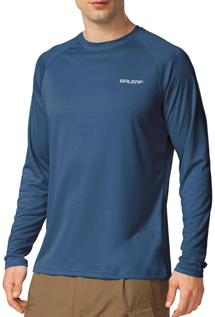 Baleaf Men's Sun Protection Shirts UV SPF UPF 50+ Long Sleeve Rash Guard Fishing Running Quick Dry Lightweight L