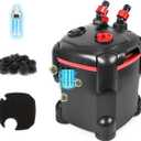 PONDFORSE Canister Filter, External Aquarium Filter Ultra-Quiet Water Circulation Cleaning Machine with Media for Fish Tanks and Aquariums (Small, Black)