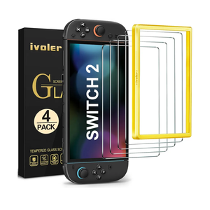 ivoler 4-Pack Tempered Glass Screen Protector Designed for Nintendo Switch 2 2025 [Easy Alignment Frame] 30s Installation, 9H Hardness Transparent HD Clear, Anti-Scratch Updated Version 7.9''