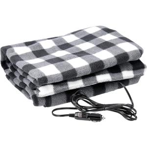 Heated Blanket - 12-Volt Electric Blanket for Car, Truck, SUV, or RV - Portable Winter Car Accessories for Camping or Travel by Stalwart (Black Plaid)