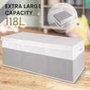 Kids Toy Box, Extra Large Toy Chest Bin with Lid, 118L Toy Storage Organizer Stuffed Animals Holder with Collapsible Divider and Sturdy Handle for Nursery Bedroom Living room, 36"L x 12.6"W x 16"H