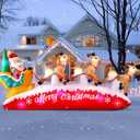 Danxilu Christmas Inflatables 10 FT Long Santa Sleigh with Reindeer Outdoor Decorations, Built-in Colorful LEDs Santa Claus Deer Sled Blow Up Yard Decoration for Outside Lawn Holiday Xmas Decor