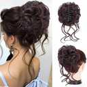 Foaoit Messy Bun, Fake Hair Bun Hair Pieces for Women, Messy Bun Hair Piece Clip on Bun Extensions, Curly Hairpieces for Women (Chocolate Brown)