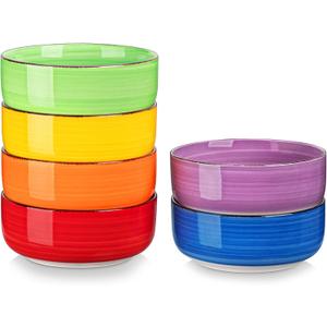 vancasso Bonita Cereal Bowls Set of 6, 24 Oz Ceramic Bowls for Kitchen, Dishwasher & Microwave Safe Bowls for Soup, Cereal, Dessert, Fruit, Warm Colored Bowl Set