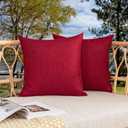 Kevin Textile Christmas Outdoor Waterproof Throw Pillow Covers Pack of 2 Decorative Farmhouse Checkered Square Solid Cushion Cases for Patio Garden Porch Sofa Red 18x18 inch