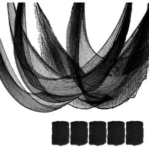 Set of 5 Halloween Creepy Gauze Cloth Decoration, Indoor Outdoor Black Scary Halloween Gauze Tapestry Decor, Spooky Decorations for Home Wall Yard Haunted House Party Supplies, 72 x 30 inch