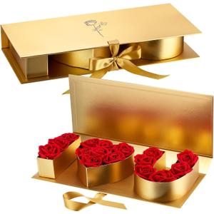 Engrowtic 2 Pack I Love You for Flowers Empty Mother's Day Boxes ''i Love U'' Letter Floral Fillable Box Empty Cardboard Gift Box with Lids for Wedding, Birthday, Mother's Day Packing(Gold), 1 count
