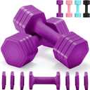 Adjustable Dumbbell Set, 4 in 1 Free Weights Dumbbells Set for Women, Weights for Women at Home, 2lb 3lb 4lb 5lb with TPU Soft Rubber Handle for Home Gym Exercise Training (Purple)