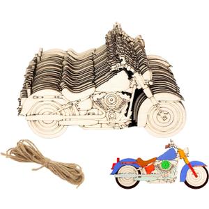 30 Pack 4 Inch Wood Motorcycle Cutouts Unfinished Wood Motorcycle Crafts Wooden Motorcycle Hanging Ornaments DIY Motorcycle Craft Gift Tags for Home Party Decoration