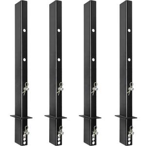 4Pack 30 inch Adjustable C Channel Pipe Stake for Flatbed Trailer Hauler, 30" Trailer Stake Pocket D Ring, Gooseneck Trailer Side Rail