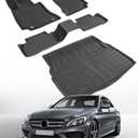 Car Floor Mat for Mercedes-Benz: C Class Accessories 2015 2016 2017 2018 2019 2020 2021 All Weather Rubber Carpet Liner Custom Fit C300 AMG Luxury Model Front Rear Trunk Floormat Carbon Fiber Matt