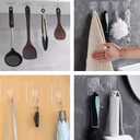 Latoxcaa Heavy Duty Adhesive Wall Hooks - Strong & Transparent, Hold up to 22lb, Waterproof & Reusable, Ideal for Kitchen, Bathroom, and Office (10 Pack)