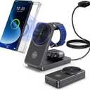 3 in 1 Magnetic Wireless Charger for Samsung, Foldable Android Charging Station for Galaxy S26/S25 Ultra /S24/Z Fold 7/Flip 7, Magnetic Watch Charger Stand for Galaxy Watch Ultra 8/7/Buds 4 for Travel