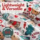 Newborn Baby Girl Receiving Blanket Swaddle Blanket Stretchy Knit Swaddle Set with Matching Beanie (Green Cartoon Christmas)