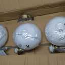 KCO Lighting Milk Glass Bathroom Vanity Light Gold White Globe Sconce 3 Light Vanity Light Fixture Brass Gooseneck Wall Sconce Mid Century Modern Wall Light, 29.5" x 14" x 9.6"