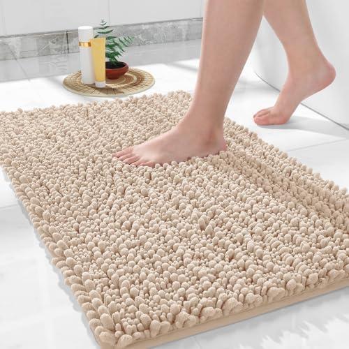 Yimobra Large Bathroom Rugs Non Slip Washable 36x24 Inch - Ultra Soft Absorbent Chenille Bath Mat, Quick Dry Shaggy Floor Carpet for Tub Shower, Camel Home Decor Accessories