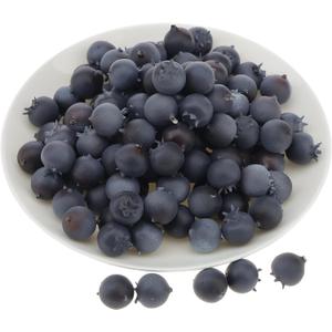 100Pcs Artificial Blueberry Fake Blueberries DIY Fruit Decor Craft Model Lifelike Plate Basket Plant Living Room Dinning Table Cabinet