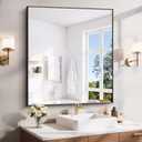 YIROMAN Bathroom Mirror for Wall 36"x40", Large Matte Black Bathroom Mirror with Aluminum Frame, Rectangular Vanity Mirror with Right Angles, Wall Mirror Hangs Horizontal or Vertical, Shatterproof