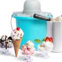 Nostalgia Electric Ice Cream Maker - Old Fashioned Soft Serve Ice Cream Machine Makes Frozen Yogurt or Gelato in Minutes - Fun Kitchen Appliance - Blue - 4 Quart