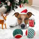 2 x LUCKITTY 3 Packs Christmas Dog Tennis Balls Interactive Toy Puppy for Small Medium Dogs Training Playing- Red, White, and Green Color Blocking Patterns 2.5 Inch