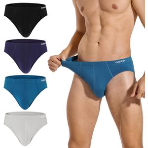 INNERSY Men's Underwear Briefs Bikini Cut Covered Waistband Underpants 4-Pack(Shallow Sea,X-Large)