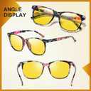 10 x Night Vision Driving Glasses Polarized Anti-glare, HD Yellow Tinted Glasses for Women Men (A07 Flower/Yellow)