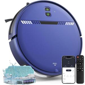 Robot Vacuum and Mop Combo, Robotic Vacuum Cleaner 2 in 1 with WiFi/App/Voice, Schedule, Water Tank and Dustbin, Self-Charging, Slim, Ideal for Hard Floor, Pet Hair, Carpet (Blue)