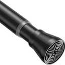 MEXAU 1Pack Black Tension Curtain Rod for Windows 29 to 64 inch, Never Rust adjustable curtain rod tension curtain rods no drilling，7/8 Inch spring loaded curtain rods for Doorway Closet Door