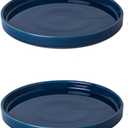 Ceramic Plant Saucer, 2 Pack Round Plant Saucers for Indoors/Outdoors, Flower Pot Saucers for Holding Water Drips and Soil, Ceramic Drainage Tray for Plant Pot (Blue)