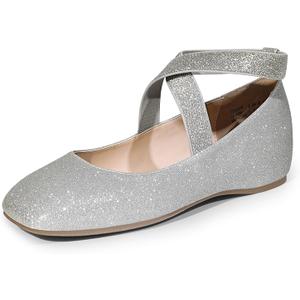DREAM PAIRS Women's Ballet Flats, Comfortable Slip-On Square Toe Dress Shoes with Elastic Ankle Straps (9.5)