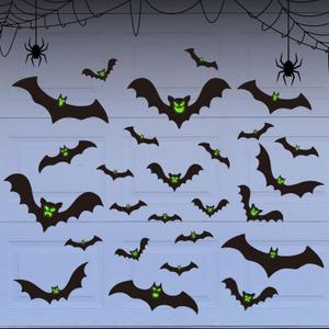 28 Pcs Glow in The Dark Halloween Garage Door Decoration Scary Bat Magnets Garage Door Magnets Luminous Bat Refrigerator Magnets Halloween Decorations for Garage Door Car Refrigerator Party