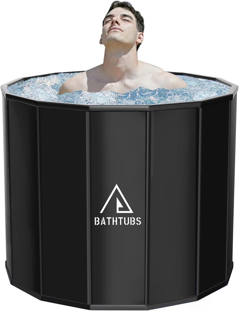 Portable Bathtub for Adults, Easy to Assemble Collapsible Bathtub 31.5"L x 26", Suitable for Travel, Camping and Outdoor Activities (Black, L)