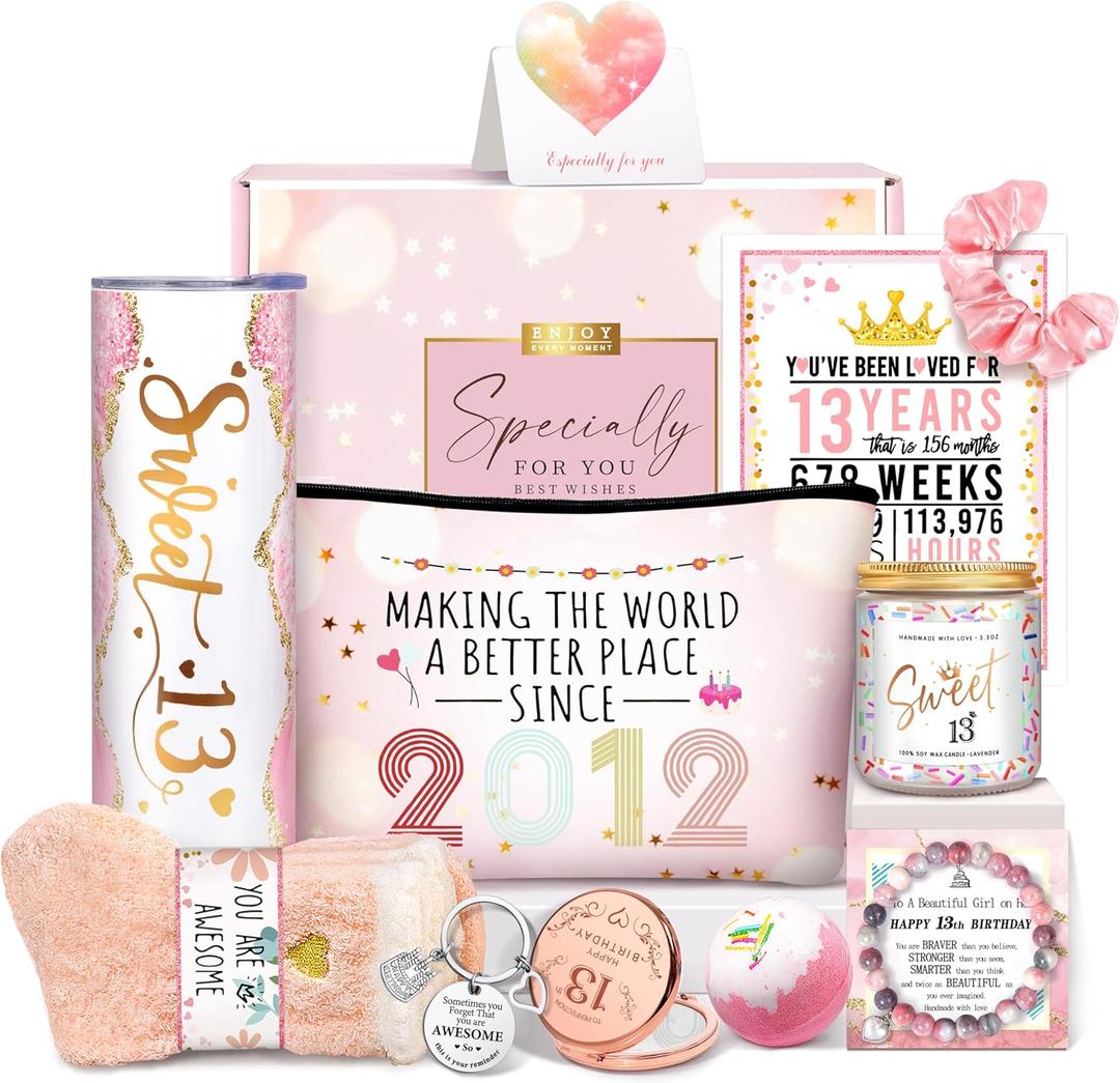 UERAOR Gifts For 13 Year Old Girl Birthday Gift Ideas, 13th First Birthday Gifts For Teen Girls, Best Friend Gift For Her, 13th Birthday Decorations For Girls, Daughter, Niece, Granddaughter